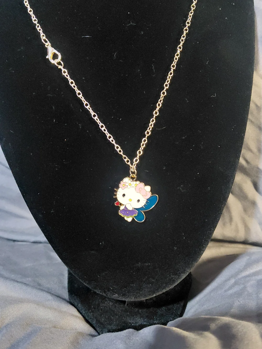 Sanrio Hello Kitty Enamel Fairy Necklace in Gold, White, Pink, Blue, Purple